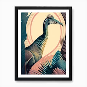 Therizinosaurus Pastel Dinosaur Art Print