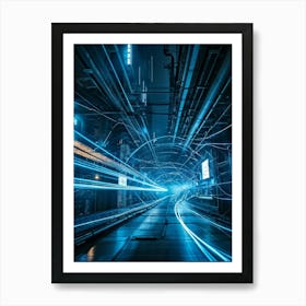 A Dynamic Scene Encapsulating The Essence Of Cybersecurity And Telecommunications Featuring A High (2) Art Print