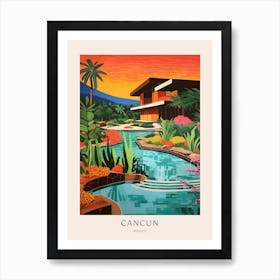 Cancun, Mexico 2 Midcentury Modern Pool Poster Art Print