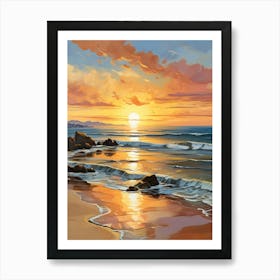 Sunset On The Beach.Vincent Willem Van Gogh, frescoes.3 Art Print