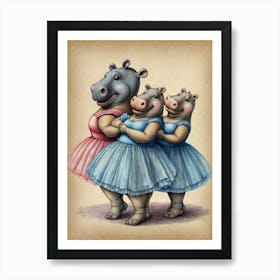 Ballerina Hippo Art Print