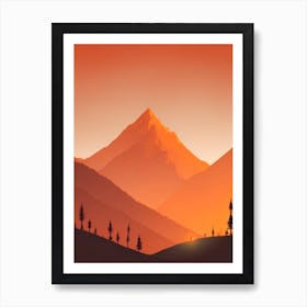 Misty Mountains Vertical Composition In Orange Tone 245 Art Print