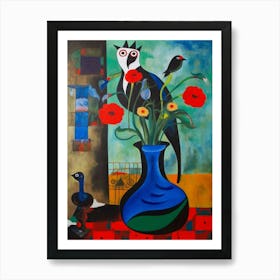 Sweet Pea With A Cat 3 Surreal Joan Miro Style  Art Print