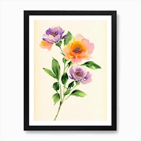 Lavender Vintage Flowers Flower Art Print