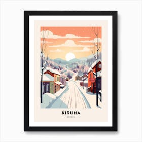 Vintage Winter Travel Poster Kiruna Sweden 1 Art Print