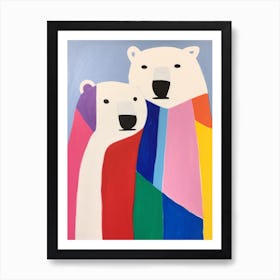 Colourful Kids Animal Art Polar Bear 1 Art Print