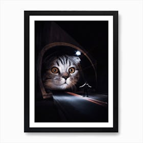 Giant Cat Play Tunnels Road Art Print