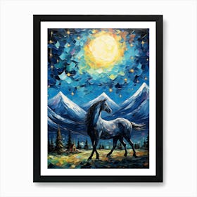 Horse At Night 1 Art Print