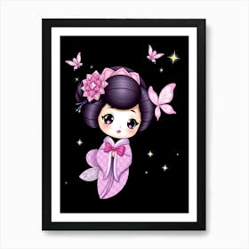 Cartoon Geisha Girl Affiche