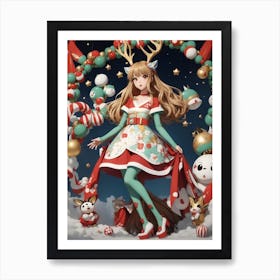 Kawaii Santa Girl I Poster