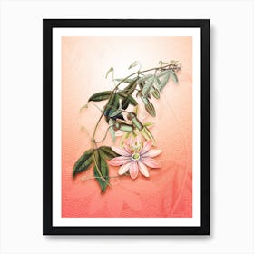 Mrs. Marryat's Tacsonia Flower Vintage Botanical in Peach Fuzz Seigaiha Wave Pattern n.0203 Art Print