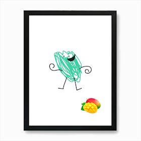 Green Mangoes.A work of art. Children's rooms. Nursery. A simple, expressive and educational artistic style. Art Print