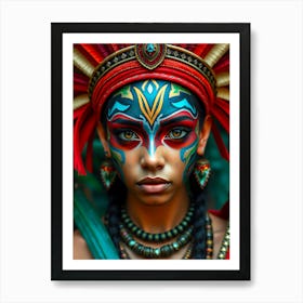 Aztec Girl With Face Paint Art Print