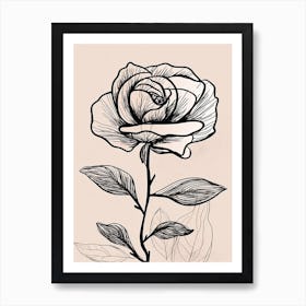 Line Art Roses Flowers Illustration Neutral 6 Art Print