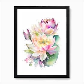 Lotus Flower Bouquet Watercolour 5 Art Print