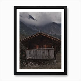 Stormy Mountain Cabin Art Print