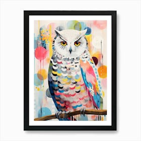 Bird Painting Collage Snowy Owl 1 Art Print