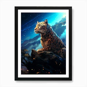 Leopard In The Night Sky Art Print