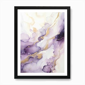 Lilac, Black, Gold Flow Asbtract Painting 6 Art Print