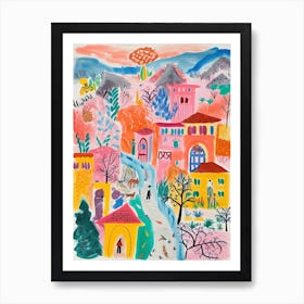 Tehran, Dreamy Storybook Illustration 4 Art Print