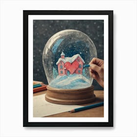 Snow Globe With A Heart Art Print