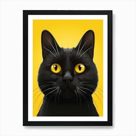 Black Cat With Yellow Eyes 6 Art Print