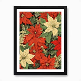 Poinsetta Red And Green 1 Art Print