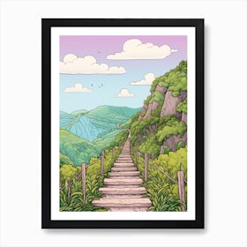 Haiku Stairs Hawaii 2 Hike Illustration Art Print