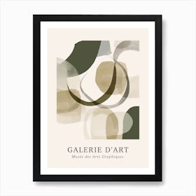 Galerie D'Art Abstract Abstract Circles Beige Green 1 Art Print