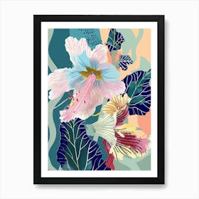 Colourful Flower Illustration Hollyhock 1 Art Print