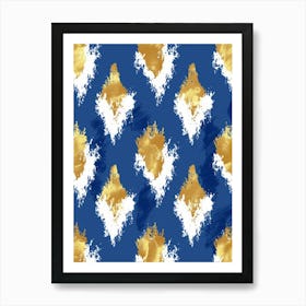 Gold And Blue Abstract Pattern Art Print