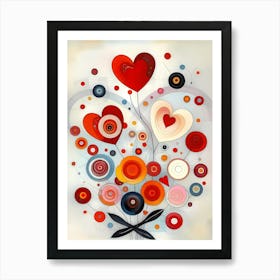 Eternal Blossoms of Affectio: A Minimalistic Modern Art Valentine'S Day Bouquet Art Print