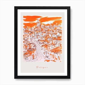 Bologna Italy Orange Drawing Poster Art Print