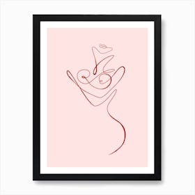 One line Pink Nude 1 Art Print