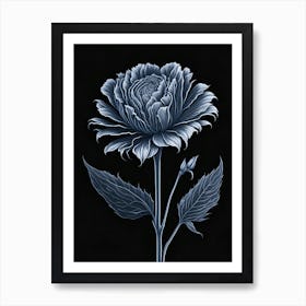 A Carnation In Black White Line Art Vertical Composition 59 Art Print