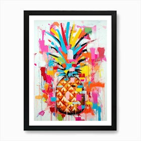 Fruit Fiesta: Pineapple Extravaganza in Graffiti Art Print