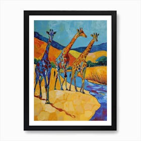 Giraffe By The River Art Print