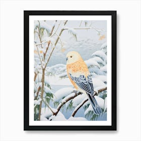 Winter Bird Painting Budgerigar 3 Art Print