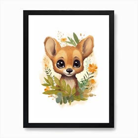 Watercolour Jungle Animal Fossa 4 Art Print