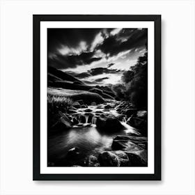 Black And White River Art Print