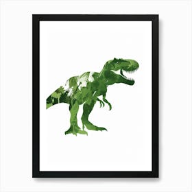 Green Dinosaur Silhouette 8 Art Print