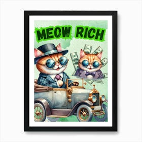 Cat Art, Animal Art, Kids Art, Meow Rich Art Print