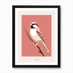 Minimalist Sparrow 2 Bird Poster Art Print