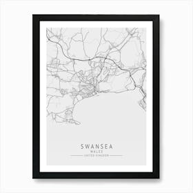 Swansea United Kingdom Map Art Print