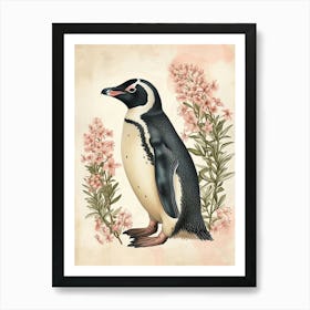 Adlie Penguin King George Island Vintage Botanical Painting 2 Art Print
