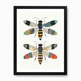 Colourful Insect Illustration Hornet 4 Art Print