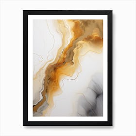 Ochre And White Flow Asbtract Painting 2 Art Print