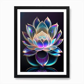 Lotus Flower Pattern Holographic 2 Art Print