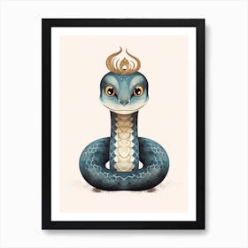 Watercolour Jungle Animal King Cobra 3 Art Print