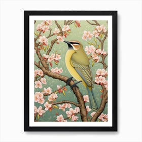 Ohara Koson Inspired Bird Painting Cedar Waxwing 1 Art Print